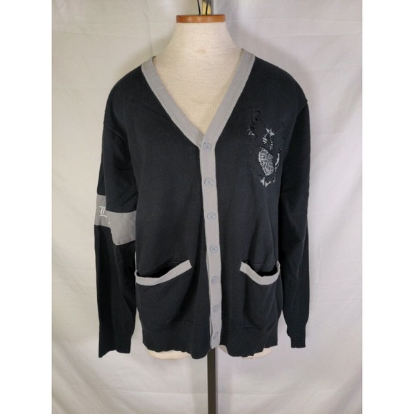 Blac Label Button Up Sweater Cardigan Black/Grey Sz XL - Picture 1 of 16